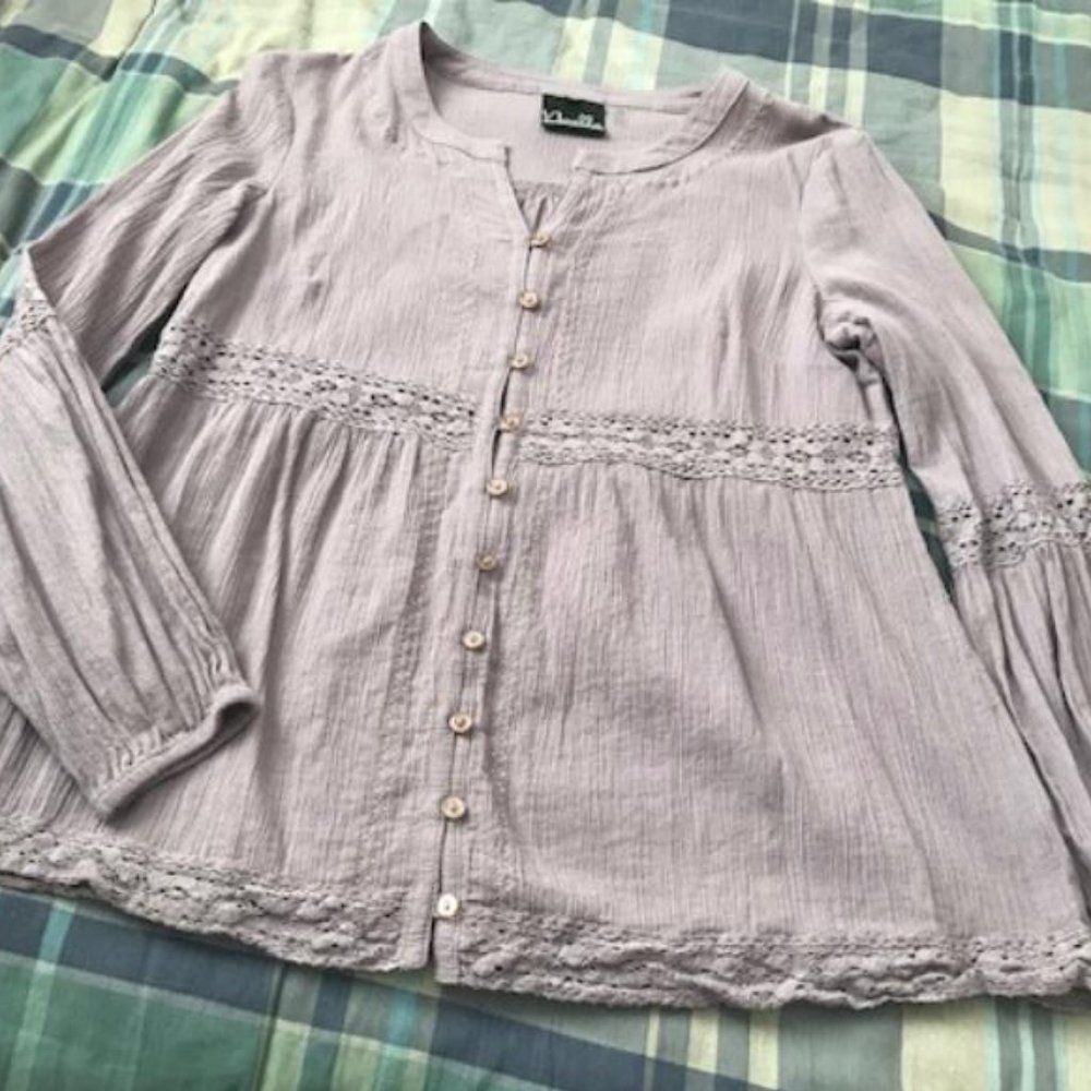 Long sleeve Purple cotton tunic